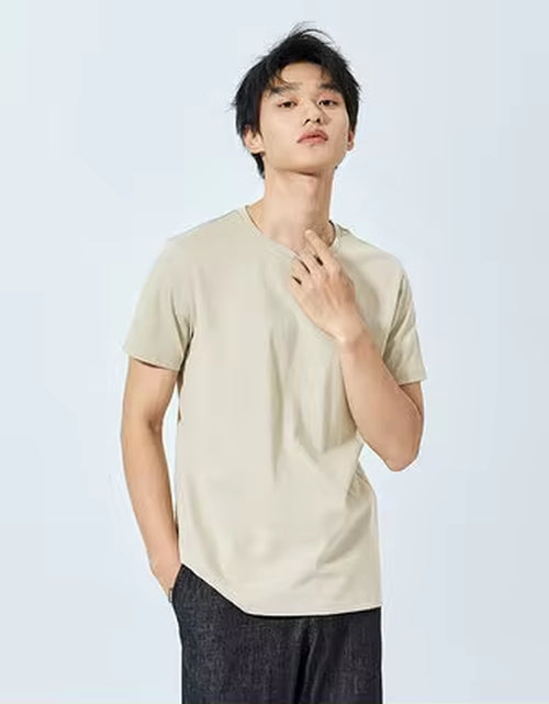 Load image into Gallery viewer, Summer Cotton T Shirts Men 2024 Simple O Neck Stretch Solid New Tops Clothing Casual Tshirt Man Streetwear Cool Tee Shirts
