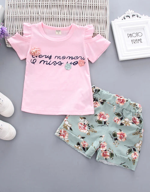 Load image into Gallery viewer, Two Pieces Cotton Girls Clothing Sets Summer Vest Sleeveless Children Sets Fashion Girls Clothes Suit Casual Floral Outfits 1-5T
