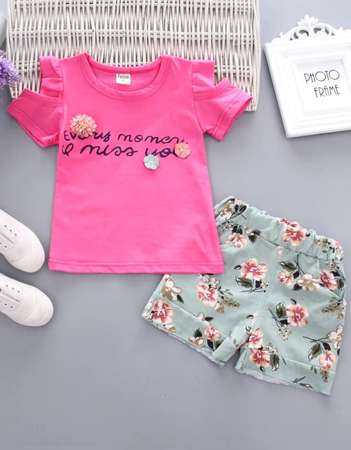 Load image into Gallery viewer, Two Pieces Cotton Girls Clothing Sets Summer Vest Sleeveless Children Sets Fashion Girls Clothes Suit Casual Floral Outfits 1-5T
