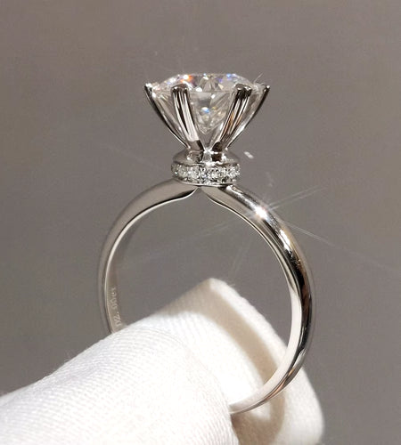 2 Carat White Natural Moissanite Gemstone Bizuteria Real S925 Sterling Silver Color Ring for Women Silver 925 Jewelry Females