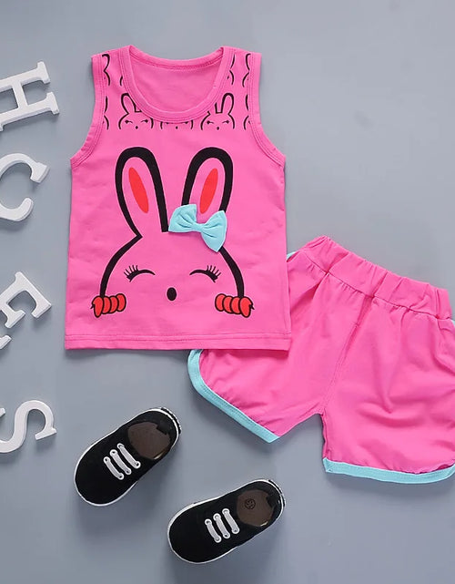 Load image into Gallery viewer, Two Pieces Cotton Girls Clothing Sets Summer Vest Sleeveless Children Sets Fashion Girls Clothes Suit Casual Floral Outfits 1-5T
