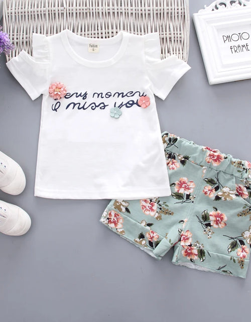 Load image into Gallery viewer, Two Pieces Cotton Girls Clothing Sets Summer Vest Sleeveless Children Sets Fashion Girls Clothes Suit Casual Floral Outfits 1-5T
