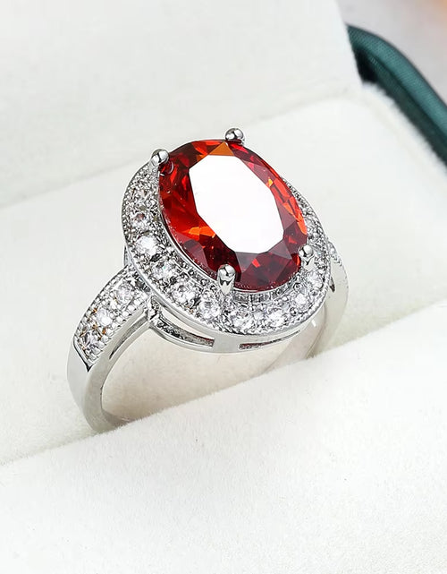 Load image into Gallery viewer, Romantic Female 1 Carat Zircon Stone Ring 925 Sterling Silver Blue AAA Mosaic Zircon Solitaire Promise Love Wedding Band Rings
