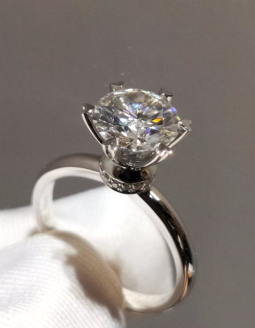 Load image into Gallery viewer, 2 Carat White Natural Moissanite Gemstone Bizuteria Real S925 Sterling Silver Color Ring for Women Silver 925 Jewelry Females
