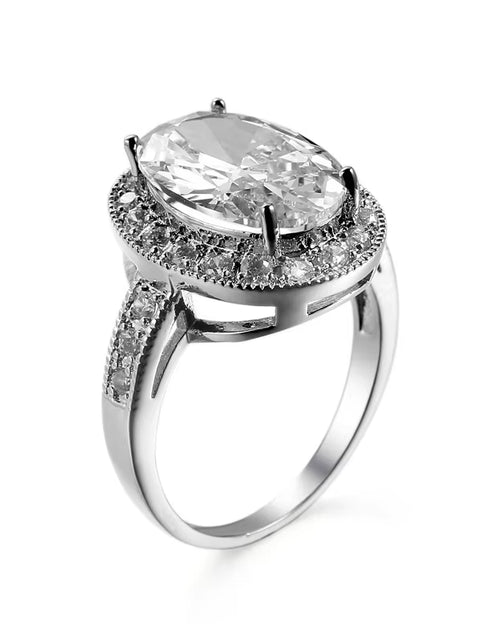 Load image into Gallery viewer, Romantic Female 1 Carat Zircon Stone Ring 925 Sterling Silver Blue AAA Mosaic Zircon Solitaire Promise Love Wedding Band Rings
