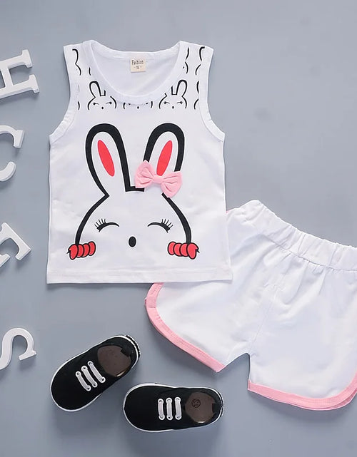 Load image into Gallery viewer, Two Pieces Cotton Girls Clothing Sets Summer Vest Sleeveless Children Sets Fashion Girls Clothes Suit Casual Floral Outfits 1-5T
