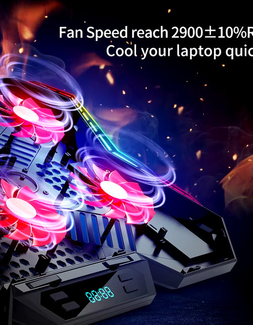 Load image into Gallery viewer, Gaming RGB Laptop Cooler 12-17 Inch Led Screen Laptop Cooling Pad Notebook Cooler Stand with Six Fan and 2 USB Ports
