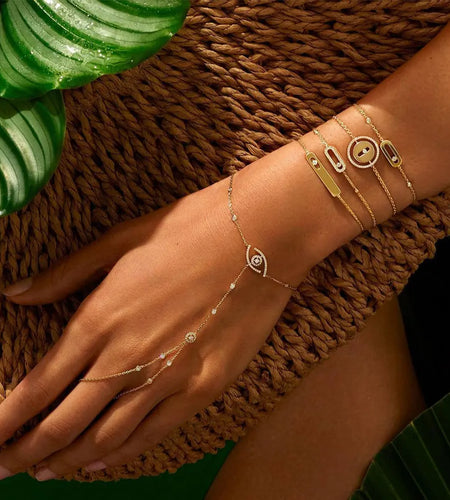 Star Fireworks Fashion Luxury AAA Cubic Zirconia Women Baguette Bracelet Copper Hand Back Chain Adjustable Bracelet