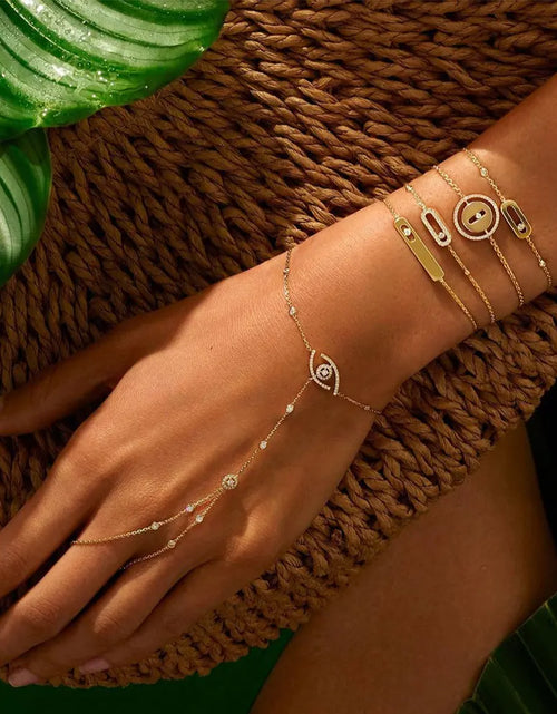 Load image into Gallery viewer, Star Fireworks Fashion Luxury AAA Cubic Zirconia Women Baguette Bracelet Copper Hand Back Chain Adjustable Bracelet
