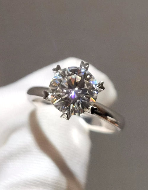 Load image into Gallery viewer, 2 Carat White Natural Moissanite Gemstone Bizuteria Real S925 Sterling Silver Color Ring for Women Silver 925 Jewelry Females
