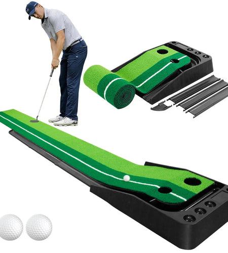 Indoor Golf Putting Green with Ball Return Automatic Portable Golf Game Practice Training Aid for Home/Backyard Use 2 Balls Free