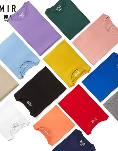 Load image into Gallery viewer, Summer Cotton T Shirts Men 2024 Simple O Neck Stretch Solid New Tops Clothing Casual Tshirt Man Streetwear Cool Tee Shirts
