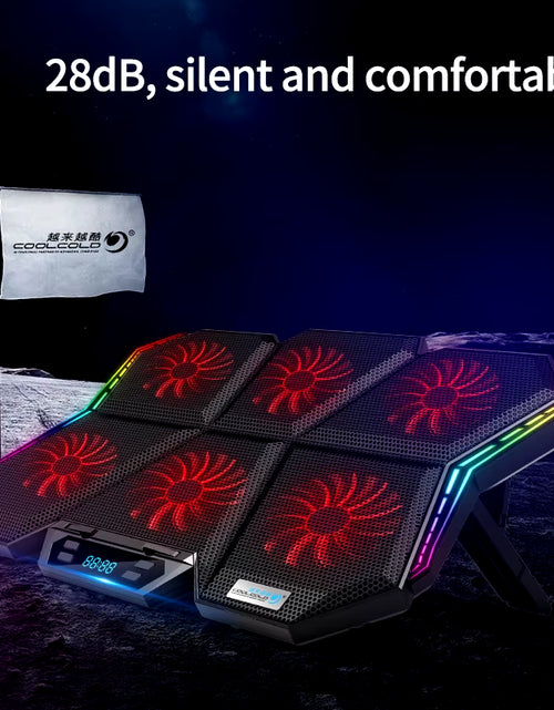 Load image into Gallery viewer, Gaming RGB Laptop Cooler 12-17 Inch Led Screen Laptop Cooling Pad Notebook Cooler Stand with Six Fan and 2 USB Ports
