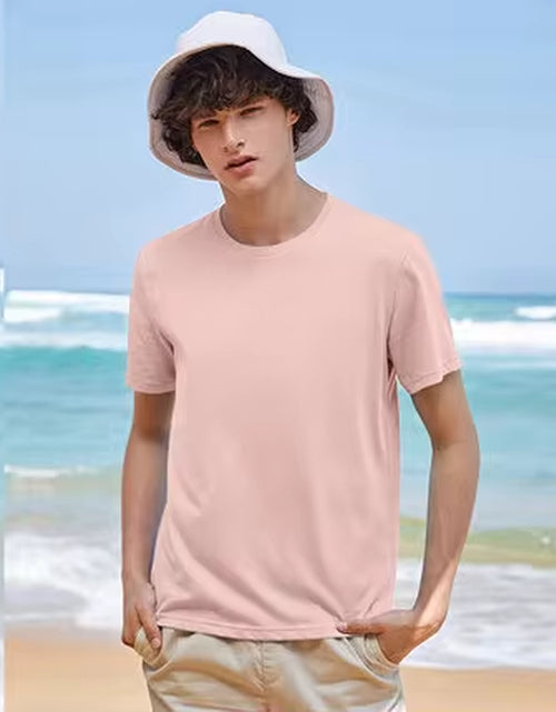 Load image into Gallery viewer, Summer Cotton T Shirts Men 2024 Simple O Neck Stretch Solid New Tops Clothing Casual Tshirt Man Streetwear Cool Tee Shirts
