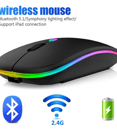 Wireless Mouse for Laptop PC Bluetooth RGB Rechargeable Mouses Wireless Computer Silent Mice LED Backlit Ergonomic Gaming Mouse