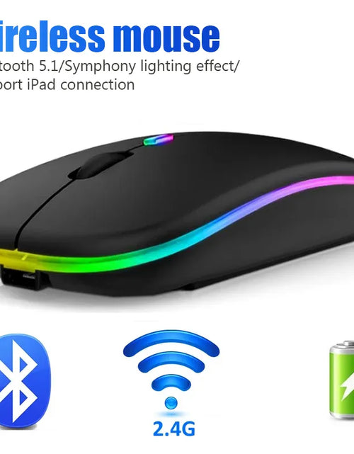 Load image into Gallery viewer, Wireless Mouse for Laptop PC Bluetooth RGB Rechargeable Mouses Wireless Computer Silent Mice LED Backlit Ergonomic Gaming Mouse
