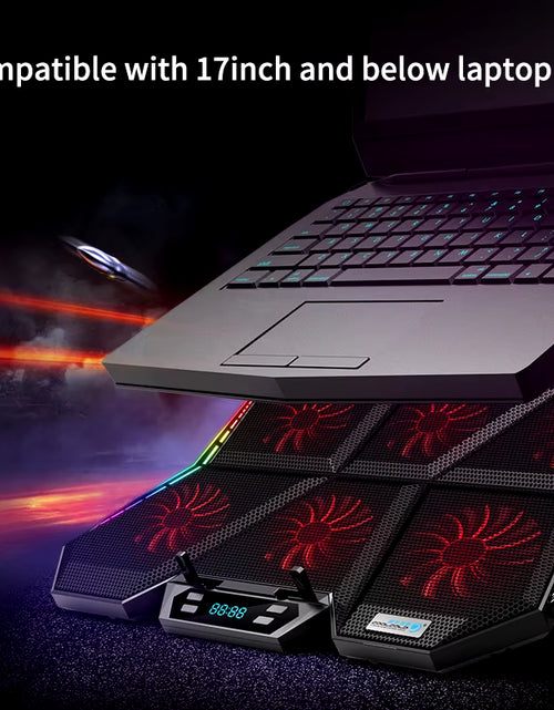 Load image into Gallery viewer, Gaming RGB Laptop Cooler 12-17 Inch Led Screen Laptop Cooling Pad Notebook Cooler Stand with Six Fan and 2 USB Ports
