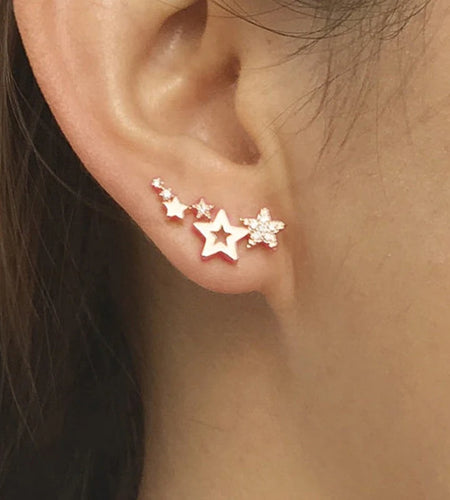 Hot Selling Simple Stylish Star Women Drop Earrings Shiny White Zircon Exquisite Versatile Female Earring Fashion Jewelry