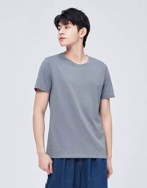 Load image into Gallery viewer, Summer Cotton T Shirts Men 2024 Simple O Neck Stretch Solid New Tops Clothing Casual Tshirt Man Streetwear Cool Tee Shirts
