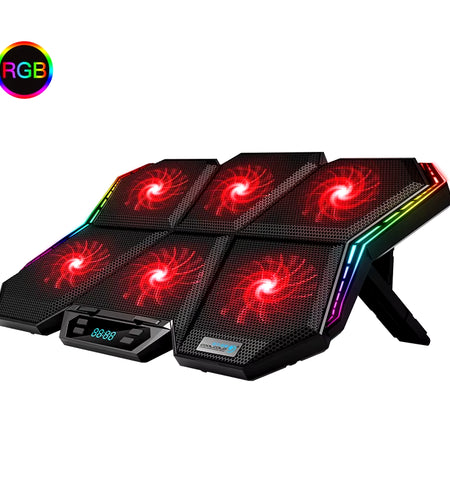 Gaming RGB Laptop Cooler 12-17 Inch Led Screen Laptop Cooling Pad Notebook Cooler Stand with Six Fan and 2 USB Ports