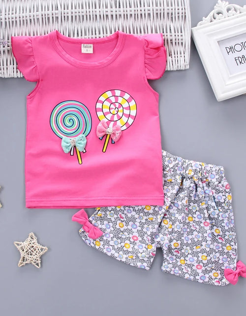 Load image into Gallery viewer, Two Pieces Cotton Girls Clothing Sets Summer Vest Sleeveless Children Sets Fashion Girls Clothes Suit Casual Floral Outfits 1-5T
