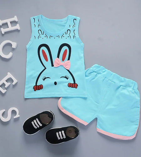 Two Pieces Cotton Girls Clothing Sets Summer Vest Sleeveless Children Sets Fashion Girls Clothes Suit Casual Floral Outfits 1-5T