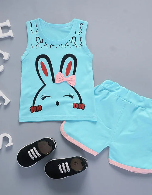 Load image into Gallery viewer, Two Pieces Cotton Girls Clothing Sets Summer Vest Sleeveless Children Sets Fashion Girls Clothes Suit Casual Floral Outfits 1-5T
