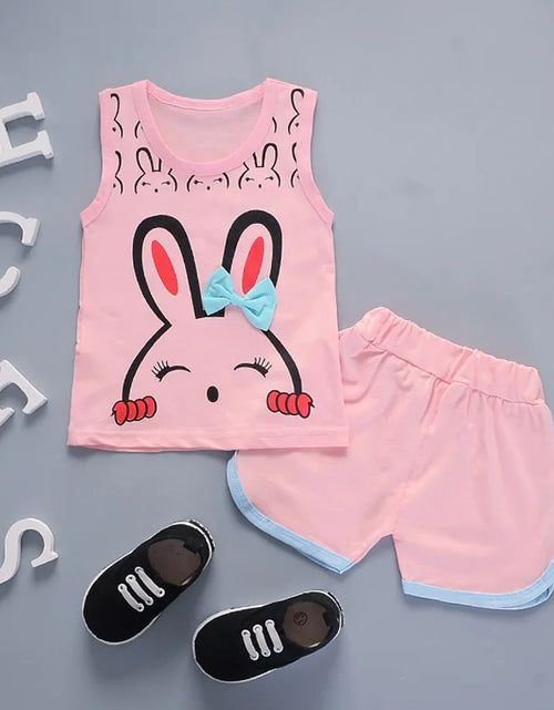 Load image into Gallery viewer, Two Pieces Cotton Girls Clothing Sets Summer Vest Sleeveless Children Sets Fashion Girls Clothes Suit Casual Floral Outfits 1-5T
