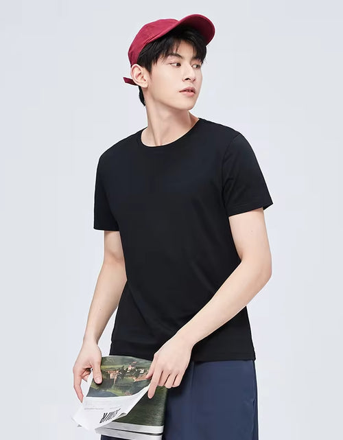 Load image into Gallery viewer, Summer Cotton T Shirts Men 2024 Simple O Neck Stretch Solid New Tops Clothing Casual Tshirt Man Streetwear Cool Tee Shirts
