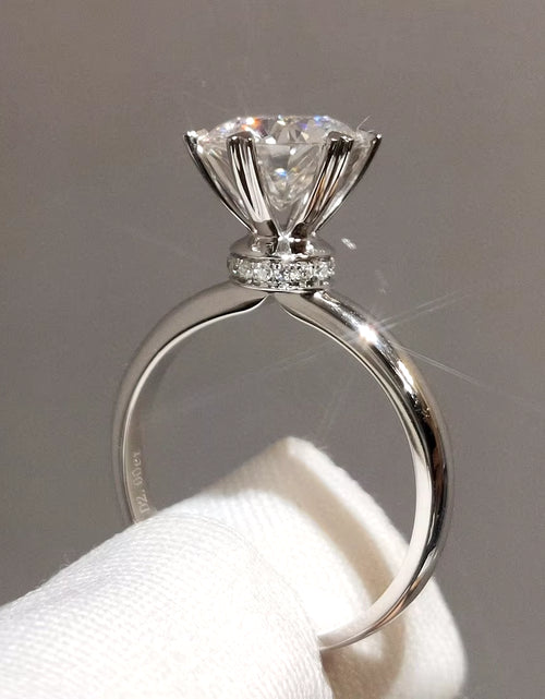 Load image into Gallery viewer, 2 Carat White Natural Moissanite Gemstone Bizuteria Real S925 Sterling Silver Color Ring for Women Silver 925 Jewelry Females
