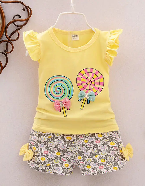 Load image into Gallery viewer, Two Pieces Cotton Girls Clothing Sets Summer Vest Sleeveless Children Sets Fashion Girls Clothes Suit Casual Floral Outfits 1-5T

