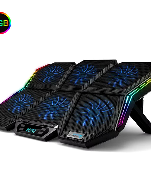 Load image into Gallery viewer, Gaming RGB Laptop Cooler 12-17 Inch Led Screen Laptop Cooling Pad Notebook Cooler Stand with Six Fan and 2 USB Ports
