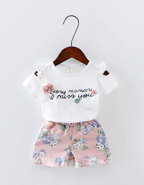 Load image into Gallery viewer, Two Pieces Cotton Girls Clothing Sets Summer Vest Sleeveless Children Sets Fashion Girls Clothes Suit Casual Floral Outfits 1-5T
