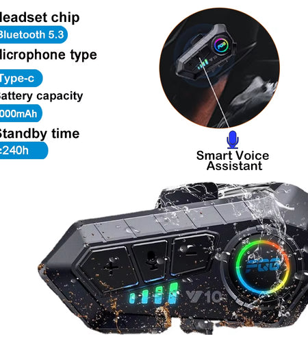 Bluetooth 5.3 Helmet Headset Wireless Hands-Free Call Phone Kit Motorcycle Waterproof Earphone MP3 Music Player Speaker for Moto