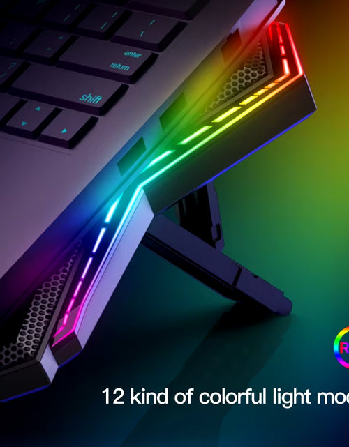 Load image into Gallery viewer, Gaming RGB Laptop Cooler 12-17 Inch Led Screen Laptop Cooling Pad Notebook Cooler Stand with Six Fan and 2 USB Ports
