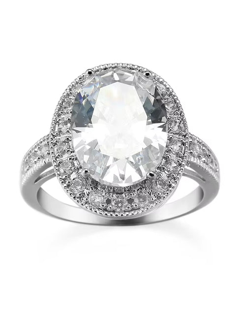 Load image into Gallery viewer, Romantic Female 1 Carat Zircon Stone Ring 925 Sterling Silver Blue AAA Mosaic Zircon Solitaire Promise Love Wedding Band Rings
