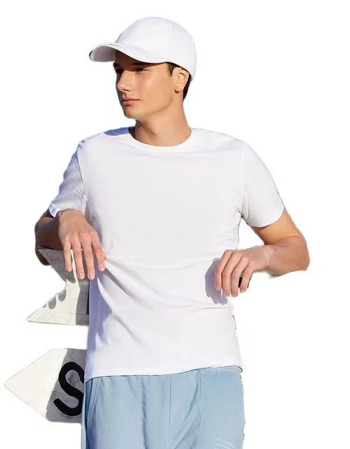 Load image into Gallery viewer, Summer Cotton T Shirts Men 2024 Simple O Neck Stretch Solid New Tops Clothing Casual Tshirt Man Streetwear Cool Tee Shirts
