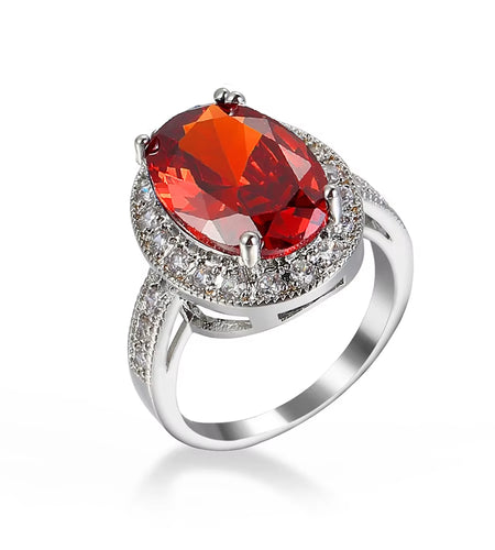 Romantic Female 1 Carat Zircon Stone Ring 925 Sterling Silver Blue AAA Mosaic Zircon Solitaire Promise Love Wedding Band Rings