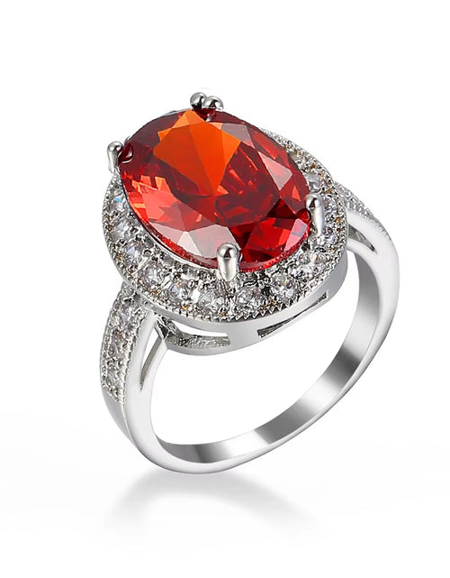 Load image into Gallery viewer, Romantic Female 1 Carat Zircon Stone Ring 925 Sterling Silver Blue AAA Mosaic Zircon Solitaire Promise Love Wedding Band Rings
