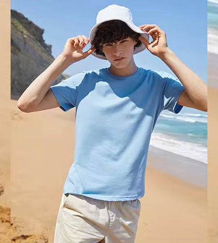 Summer Cotton T Shirts Men 2024 Simple O Neck Stretch Solid New Tops Clothing Casual Tshirt Man Streetwear Cool Tee Shirts