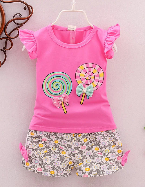Load image into Gallery viewer, Two Pieces Cotton Girls Clothing Sets Summer Vest Sleeveless Children Sets Fashion Girls Clothes Suit Casual Floral Outfits 1-5T
