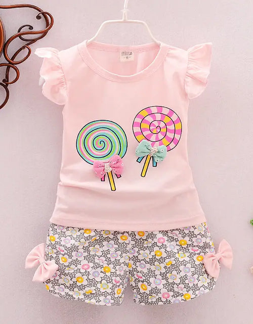Load image into Gallery viewer, Two Pieces Cotton Girls Clothing Sets Summer Vest Sleeveless Children Sets Fashion Girls Clothes Suit Casual Floral Outfits 1-5T

