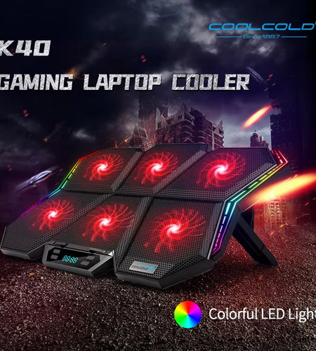 Gaming RGB Laptop Cooler 12-17 Inch Led Screen Laptop Cooling Pad Notebook Cooler Stand with Six Fan and 2 USB Ports