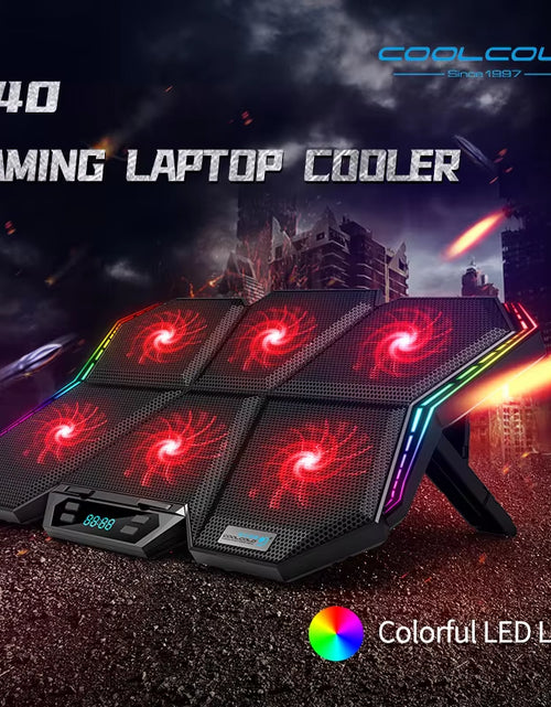 Load image into Gallery viewer, Gaming RGB Laptop Cooler 12-17 Inch Led Screen Laptop Cooling Pad Notebook Cooler Stand with Six Fan and 2 USB Ports
