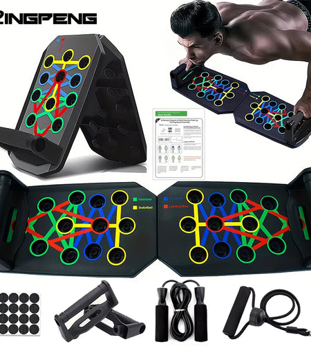 Portable Multifunctional Push-Up Board Set with Handles Foldable Fitness Equipment for Chest Abdomen Arms and Back Training