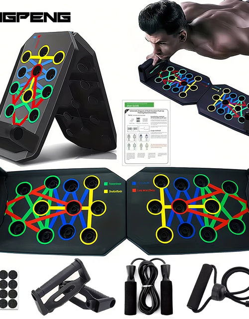 Load image into Gallery viewer, Portable Multifunctional Push-Up Board Set with Handles Foldable Fitness Equipment for Chest Abdomen Arms and Back Training
