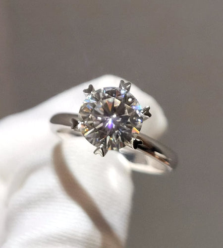 2 Carat White Natural Moissanite Gemstone Bizuteria Real S925 Sterling Silver Color Ring for Women Silver 925 Jewelry Females